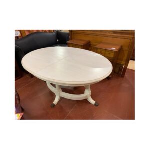 Mesa comedor oval ext pintada blanco sucio