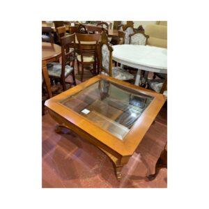 Mesa centro clasica cerezo tapa cristal