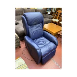 Sillon relax electrico semipiel azul