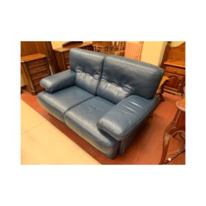 Sofa 2/p en piel azul