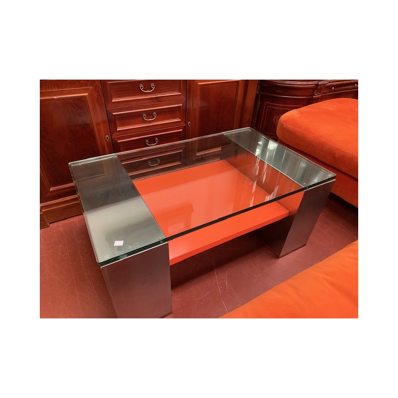 Mesa centro acero y cristal