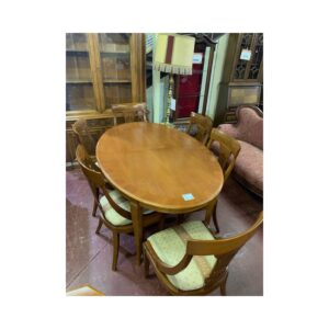 Mesa comedor oval ext. + 6 sillas