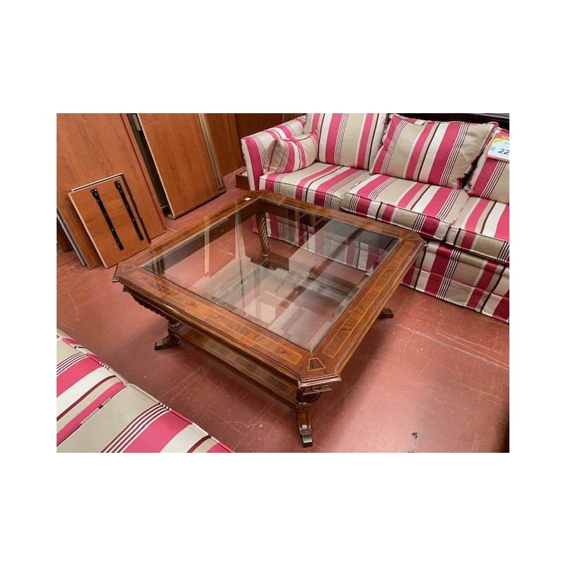 Mesa centro clasica tapa cristal