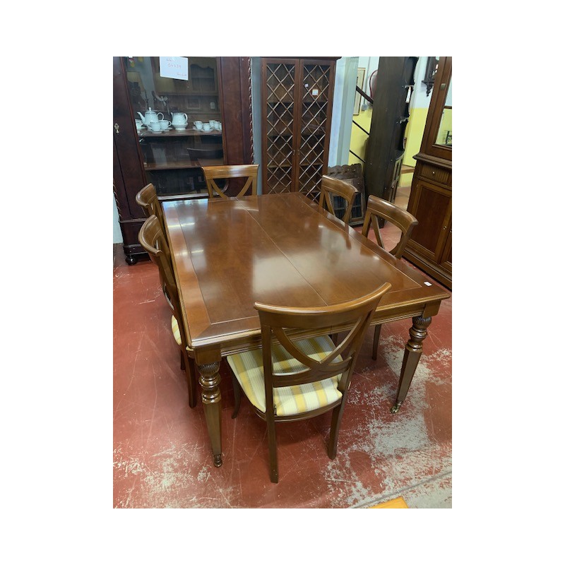 Mesa comedor cerezo extensible + 6 sillas
