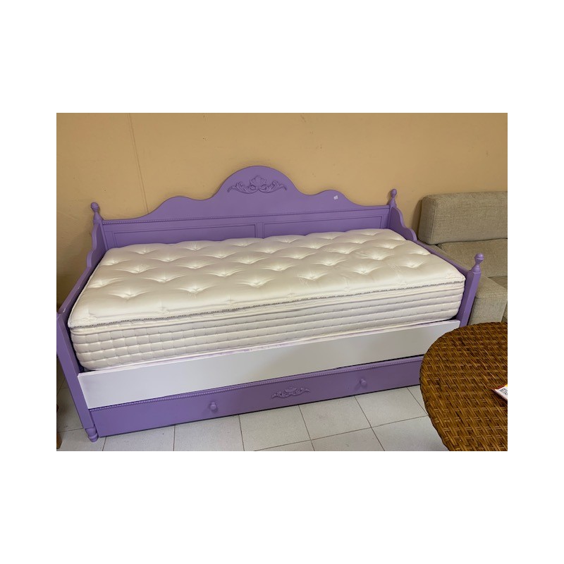 Cama nido pintada malva con colchon Flex