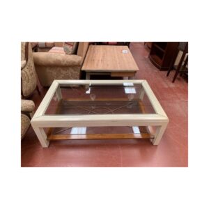 Mesa centro rectangular cerezo y blanco
