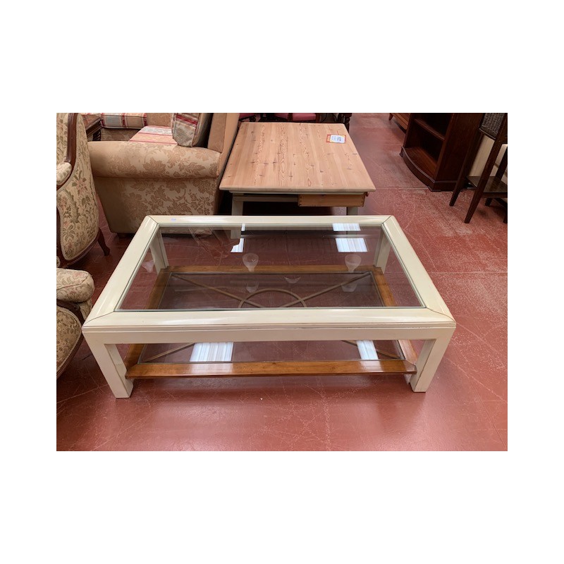 Mesa centro rectangular cerezo y blanco