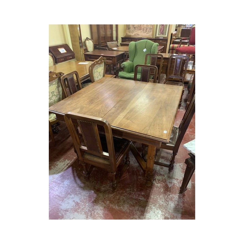 Mesa comedor antigua nogal + 6 sillas