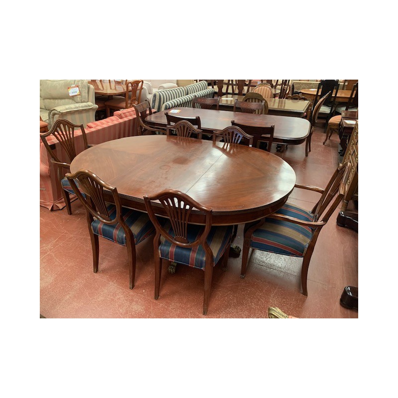 Mesa comedor oval inglesa caoba + silleria