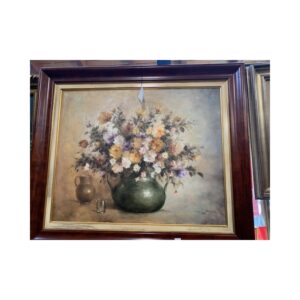 Oleo jarron con flores 100x85