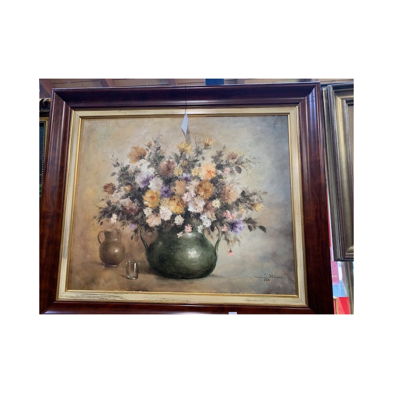 Oleo jarron con flores 100x85