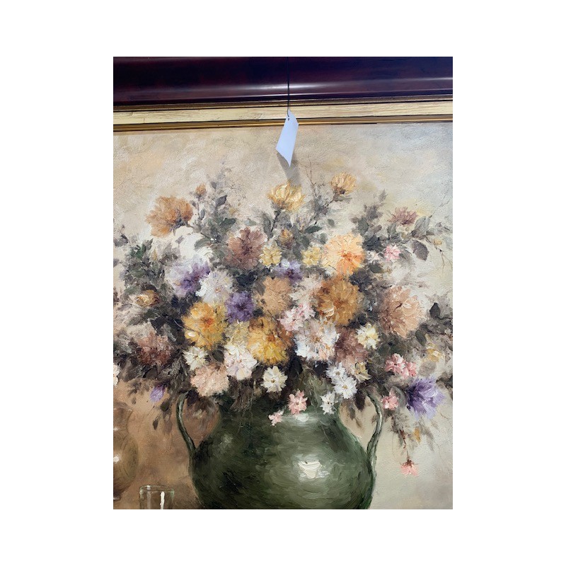 Oleo jarron con flores 100x85
