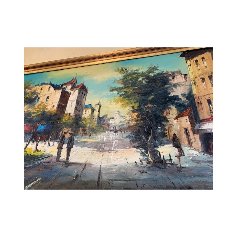 Oleo paisaje Ciudad 155x93