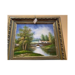 Oleo paisaje con puente 85x75