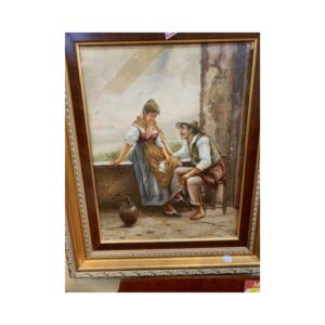 Oleo romantico pareja con cantaros 73x87