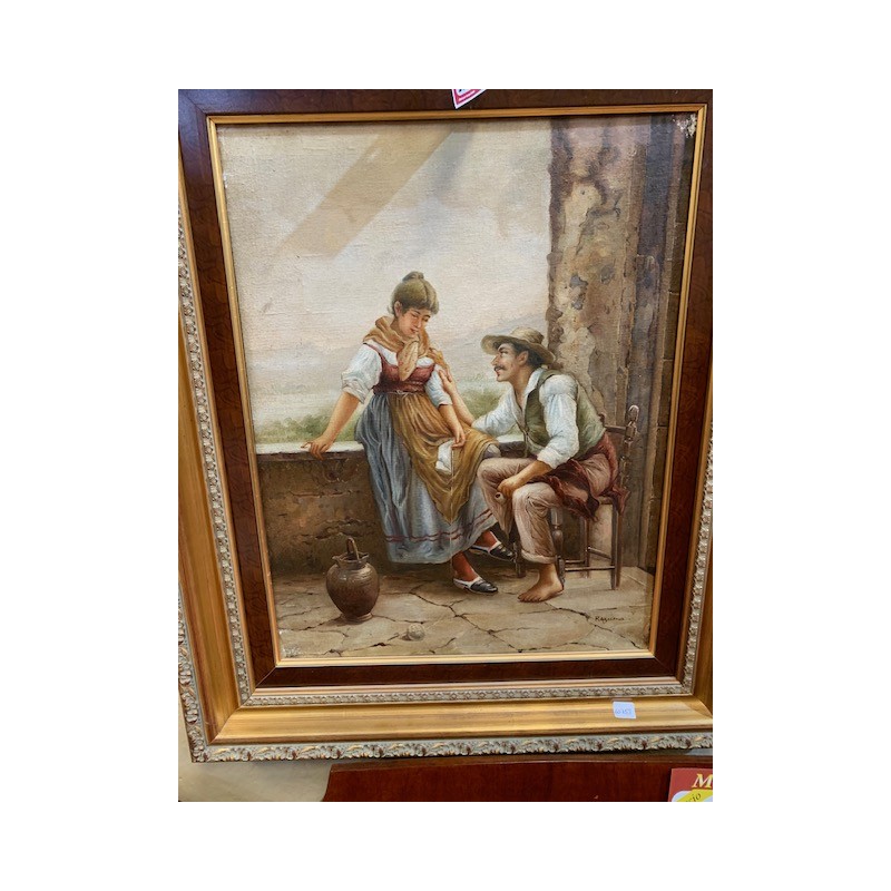 Oleo romantico pareja con cantaros 73x87