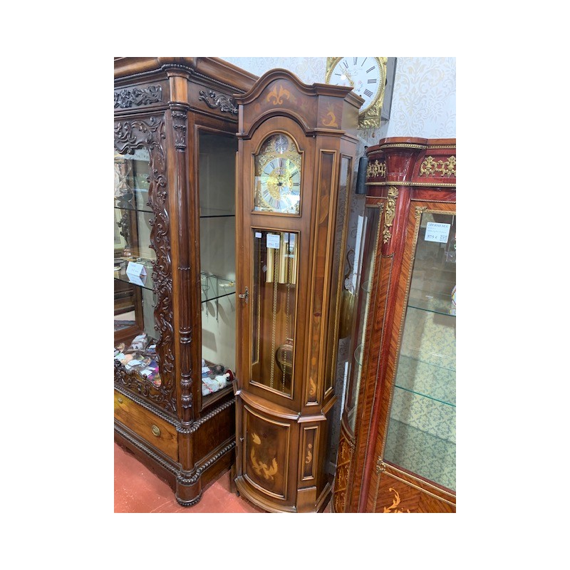 Reloj pie carillon con marqueteria