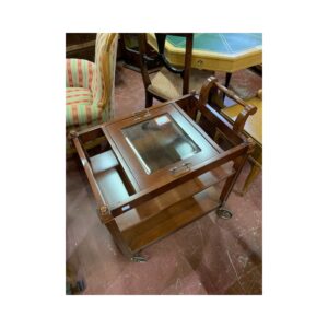 Camarera madera con bandeja cristal