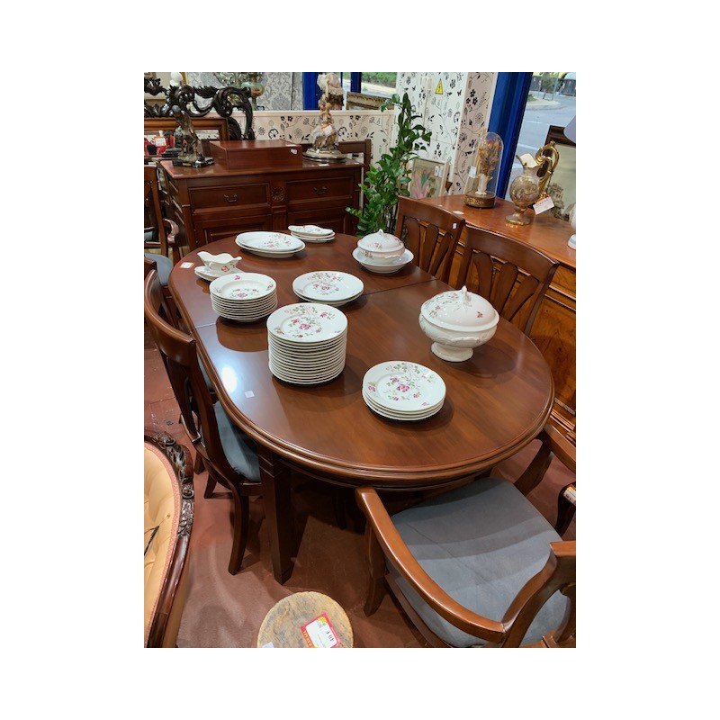 Mesa comedor cerezo oval ext + silleria
