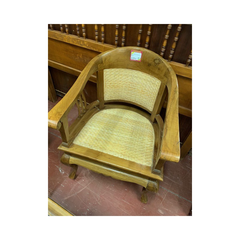 Sillon colonial madera teka y rattan