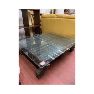 Mesa centro balinesa tapa cristal