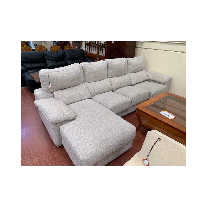 Sofa con chaislonge tap chenilla beige